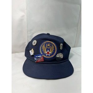 Vintage Showcase 15TH US Air Force Hat/Cap Navy Blue Adjustable With 5 Pins‎